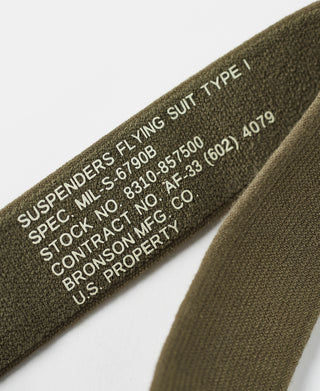 Olive webbing label with printed specs and numbers, including 4079