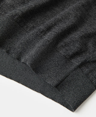 Dark gray ribbed cuffs and hem detail on short-sleeve crewneck T-shirt