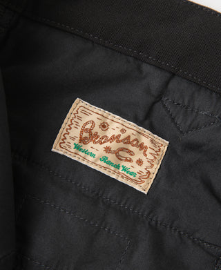 Black rockabilly trouser interior with fabric brand label