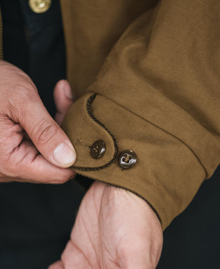 1940s Houndstooth-Lined Moleskin Cossack Jacket – Brown