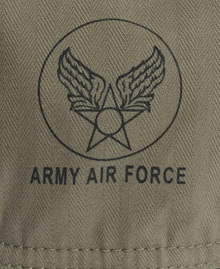 Olive A-3 flight cap with large Army Air Force round winged emblem