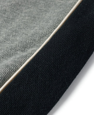 Gray cotton-terry sweatpants with striped side trim and ribbed cuffs