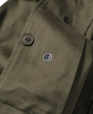 Olive M-1951 parka sleeve placket with round buttons and metal snap