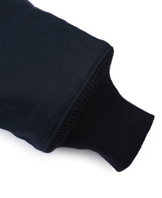 Navy deck hook jacket ribbed sleeve cuff hem detail