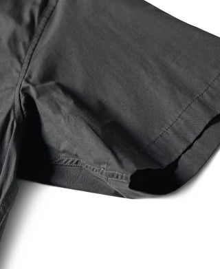 Dark gray short-sleeve shirt hem with stitched cuff