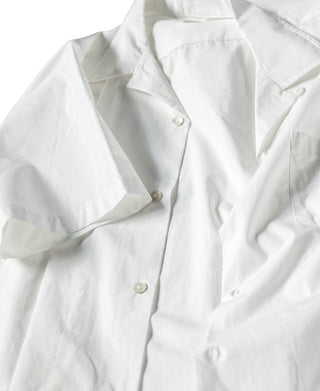 Ivory white open-collar shirt with fold collar and front buttons