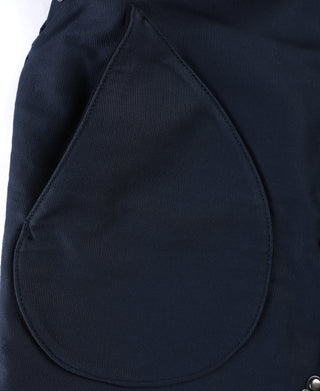 Navy deck hook jacket with oval front pocket outline