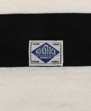 Black-and-white wide striped long-sleeve T-shirt with interior neck label