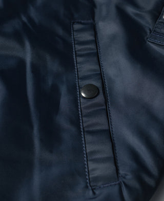 Navy flight jacket snap-button placket at center front