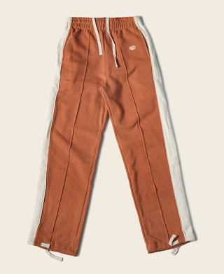 Orange cotton-terry straight-leg sweatpants with drawstring and white logo embroidery