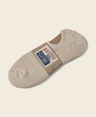 Cotton no-show socks, light beige knit, with paper brand tag