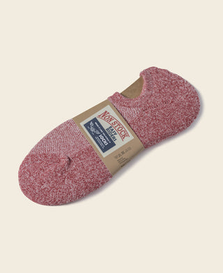Red marled no-show cotton socks with ribbed opening and stitched heel
