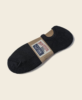 Black cotton no-show socks with cushioned heel and toe