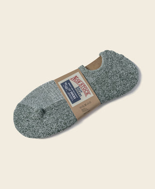 No-show cotton socks, sage green heather knit with toe and heel