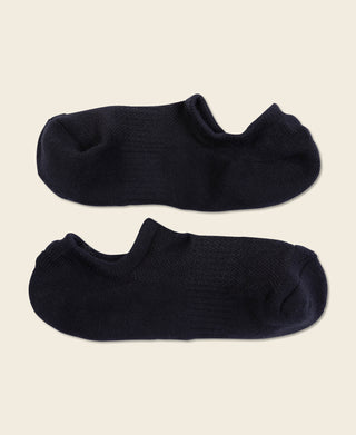 Pair of black cotton no-show socks, low-cut and ribbed