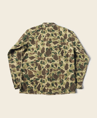 Camouflage camo jacket with stand collar and button front