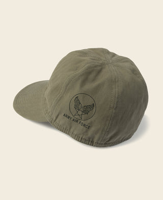 Olive A-3 flight cap with Army Air Force emblem on side patch