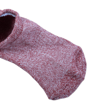 Red marled no-show cotton sock with smooth toe and ribbed cuff edge