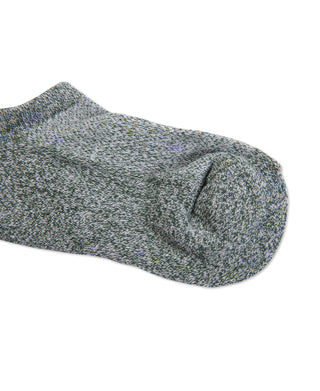 Sage green heather no-show socks with knit texture and rounded toe