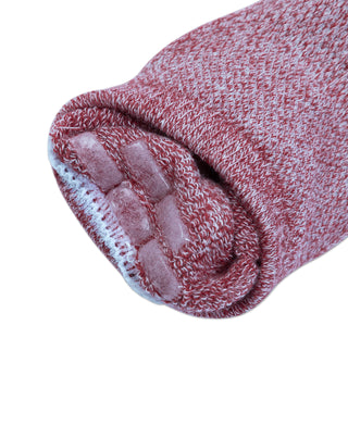 Red marled no-show cotton sock toe and heel detail with reinforced stitching