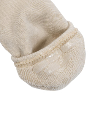 Cotton no-show sock, light beige with ribbed opening and cushioned toe
