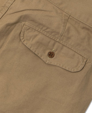 Khaki bermuda shorts side pocket flap with button closure