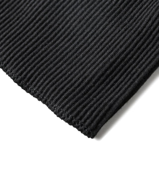 Black ribbed cotton tank top hem corner