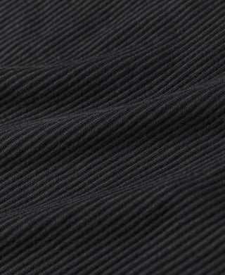 Black ribbed cotton tank top fabric close-up
