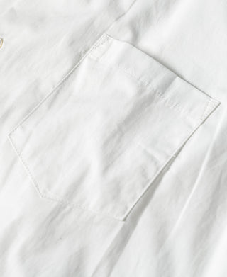 Ivory white chest pocket on short-sleeve open-collar shirt